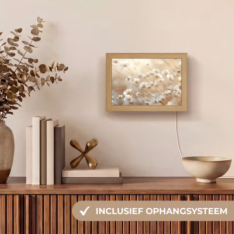 Lightbox - Wandlamp - Witte Bloemen Beige — 8