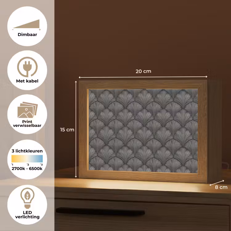Lightbox - Wandlamp - Waaier - Motief - Grijs — 7