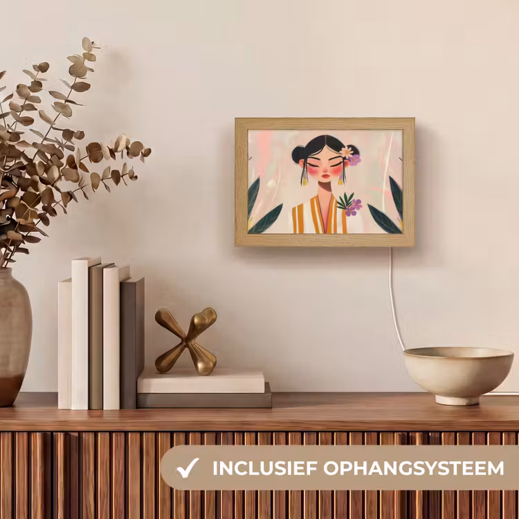 Lightbox - Wandlamp - Vrouw met Bloemen in Haar — 8