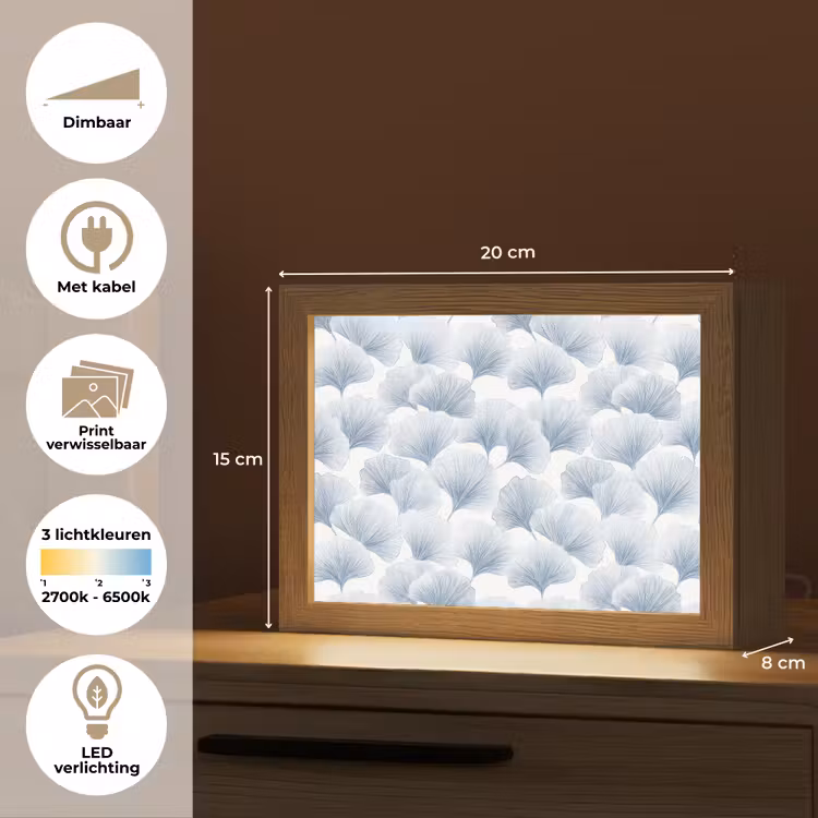 Lightbox - Wandlamp - Ginkgo Bladeren Lichtblauw — 7