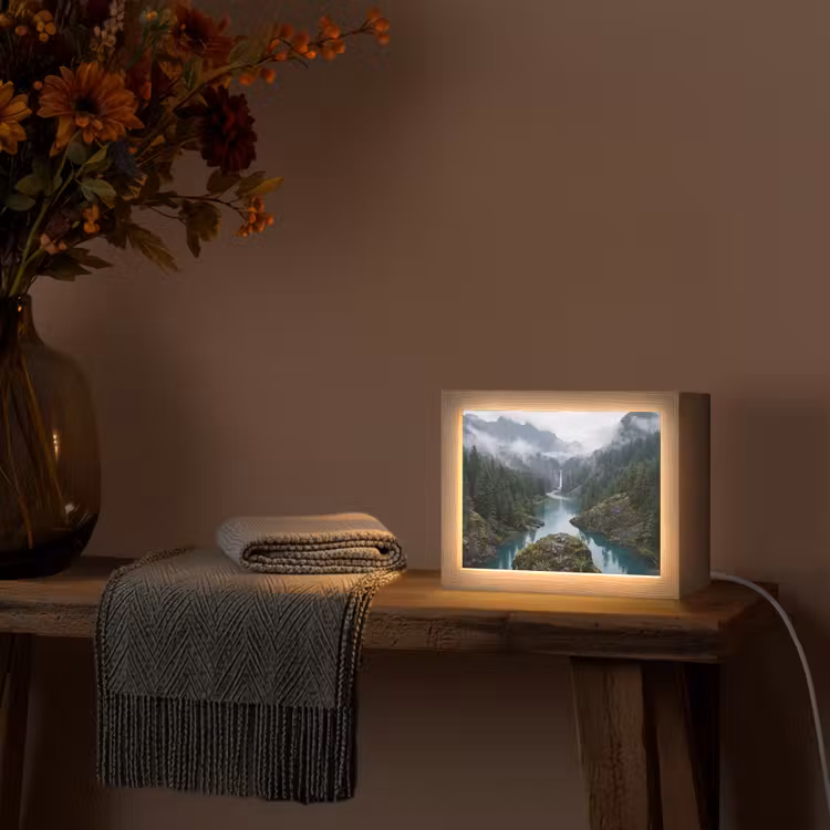 Lightbox - Wandlamp - Bergen met Rivier en Waterval — 4