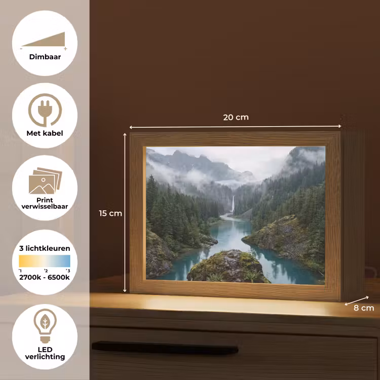 Lightbox - Wandlamp - Bergen met Rivier en Waterval — 7