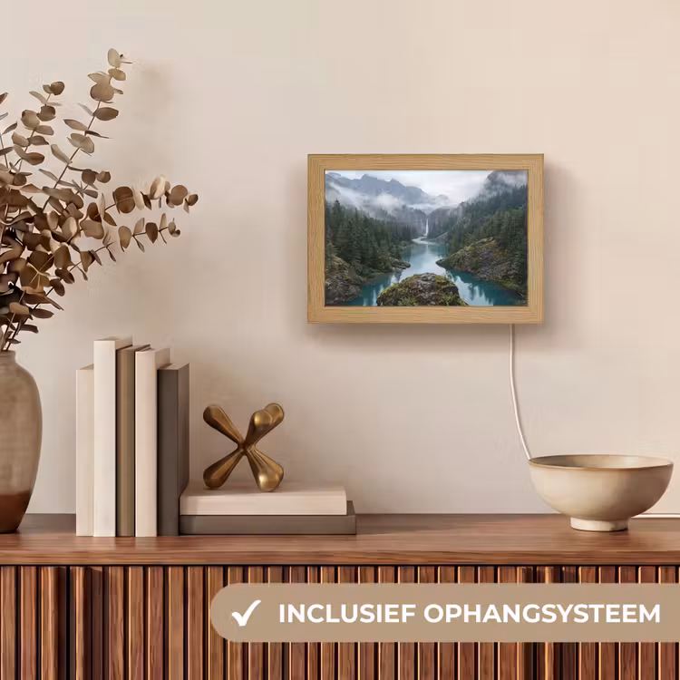 Lightbox - Wandlamp - Bergen met Rivier en Waterval — 8