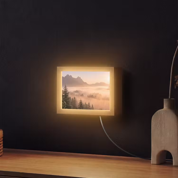 Lightbox - Wandlamp - Bergen met Mist Zonsopgang — 2