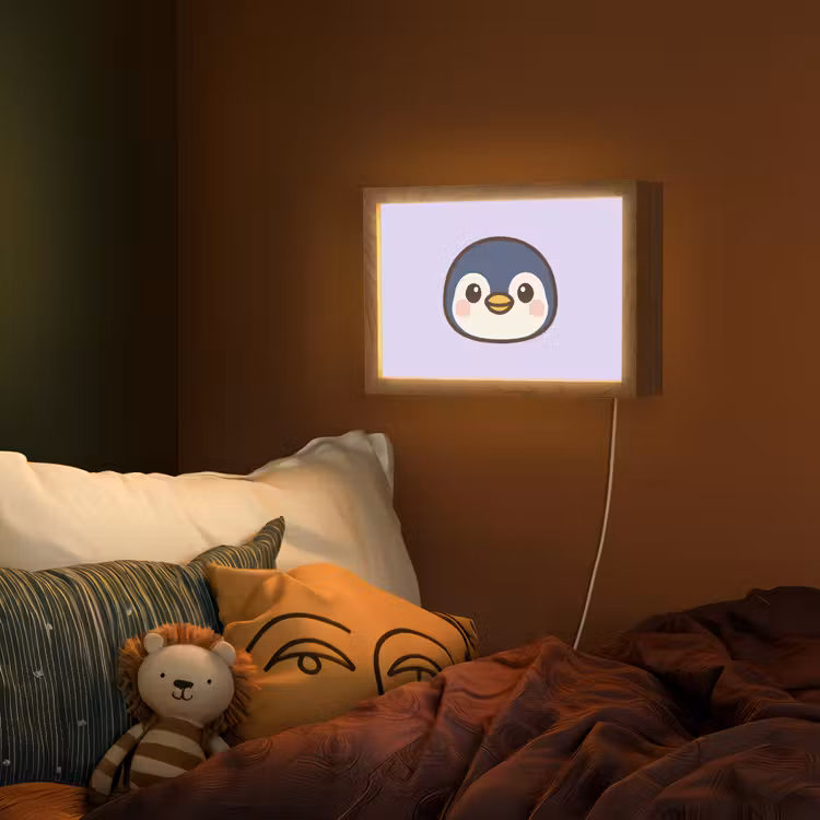 Lightbox - Wandlamp kinderkamer - Pinguïn Kawaii Lila — 2
