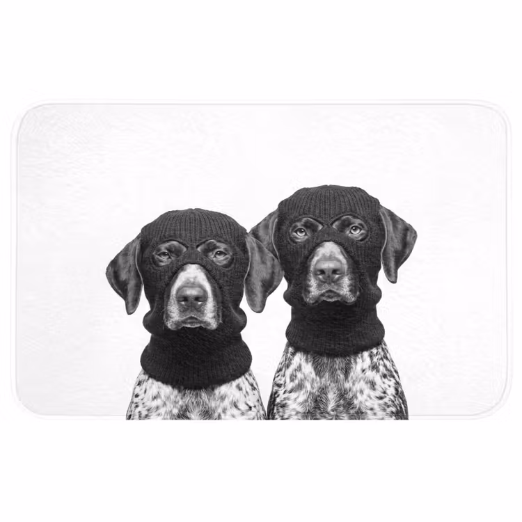 Badmat - Honden met Bivakmuts Zwart Wit — 1