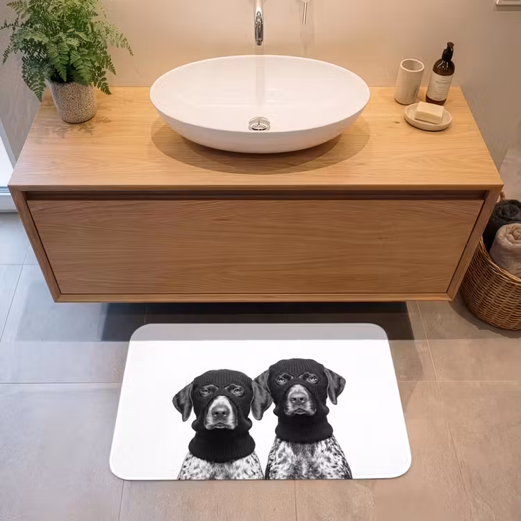 Badmat - Honden met Bivakmuts Zwart Wit — 2