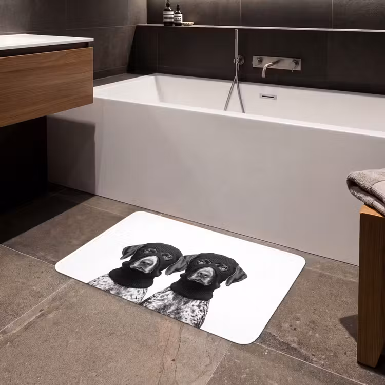 Badmat - Honden met Bivakmuts Zwart Wit — 4