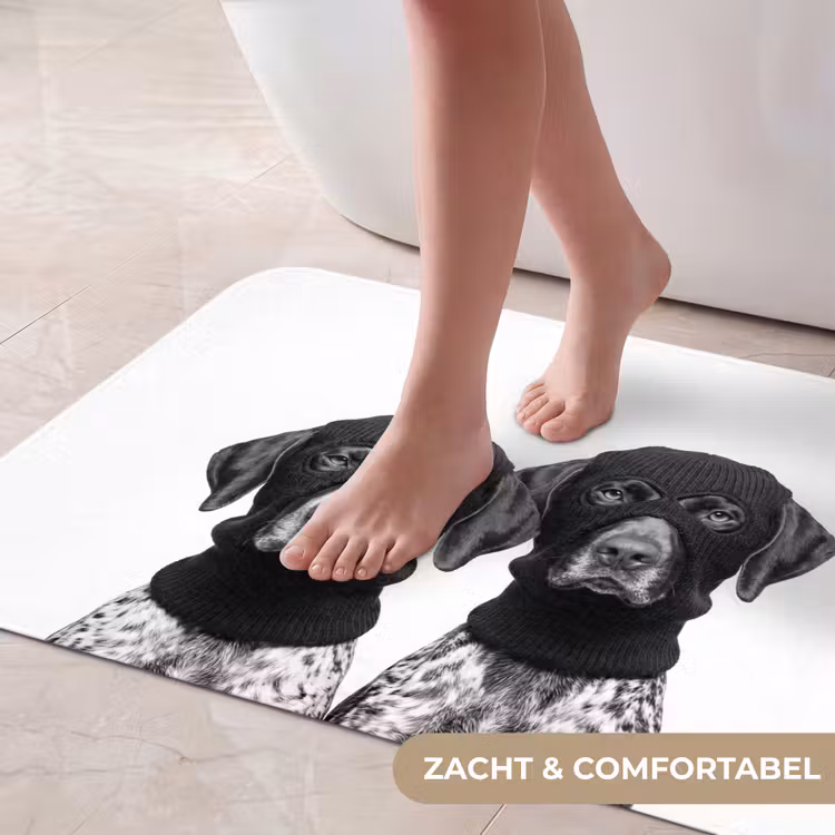 Badmat - Honden met Bivakmuts Zwart Wit — 5