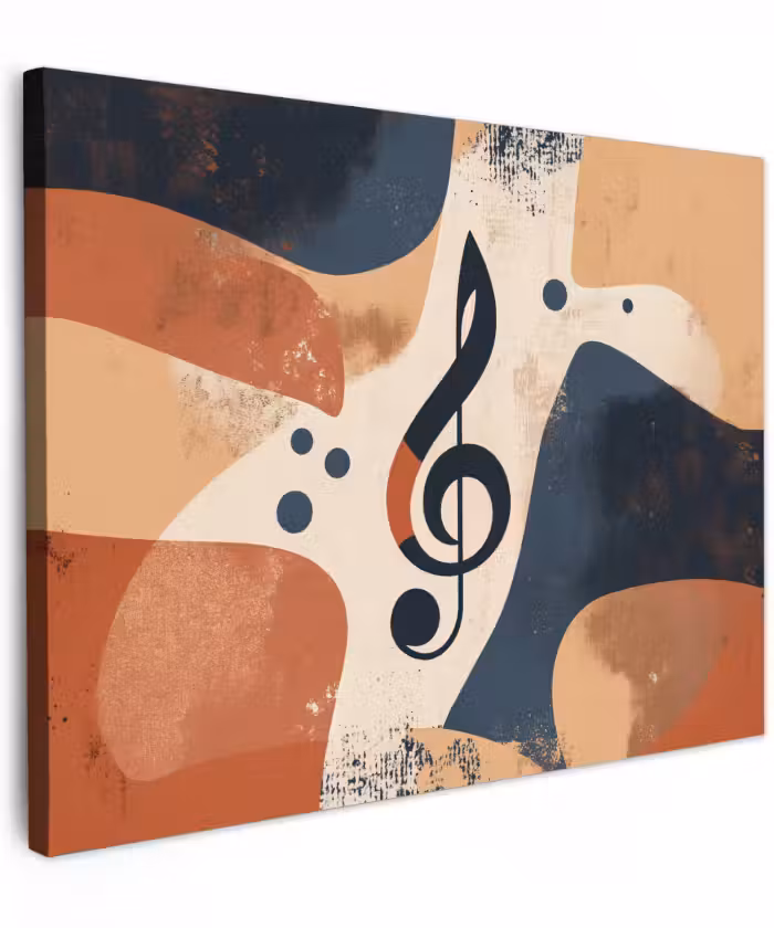Canvas schilderij - Sleutel - G - Abstract - Beige