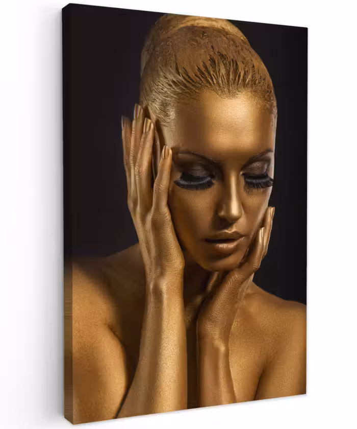 Canvas schilderij - Goud - Vrouw - Black and Gold