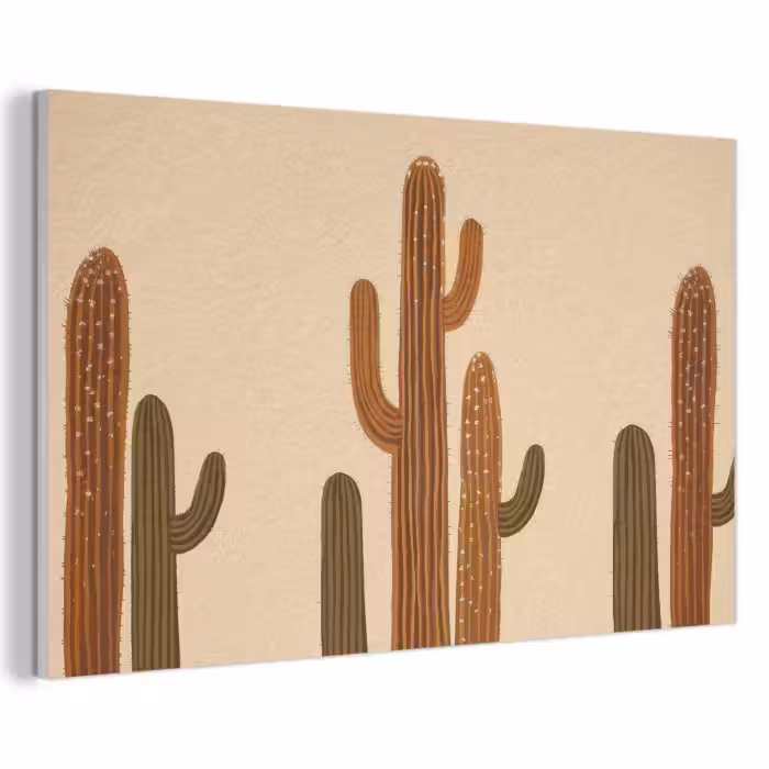 Akoestisch schilderij - Cactus - Woestijn - Zand - Bruin