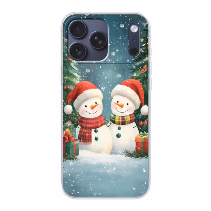 Telefoonhoesje Softcase - Sneeuwpoppen Kerstmutsen Kerstbomen