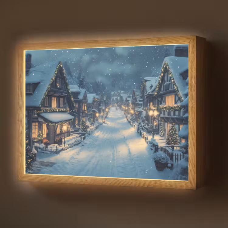 Lightbox - Wandlamp - Winterdorp Kerstverlichting Sneeuw