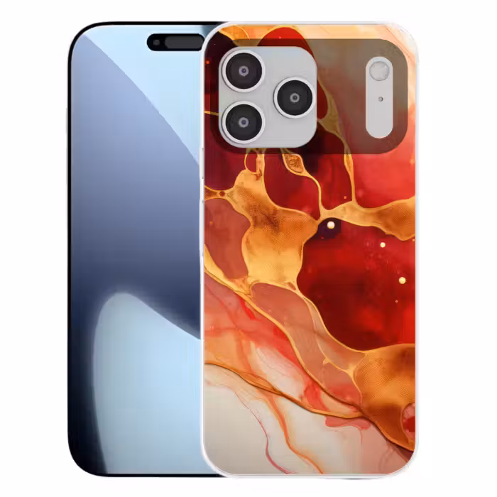 Telefoonhoesje Softcase - Rode Alcohol Inkt met Goud
