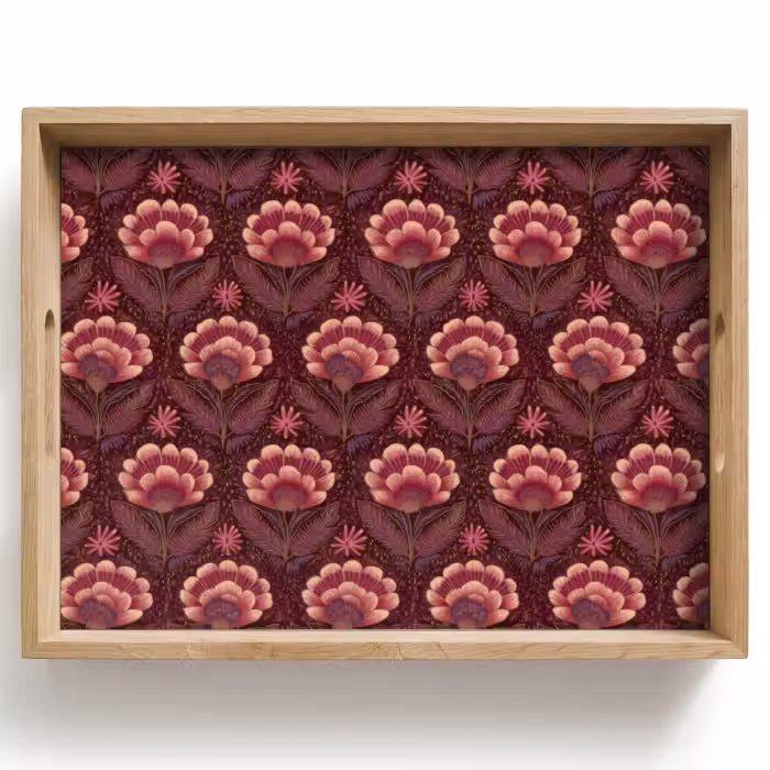 Dienblad - Bloemen - Waaier - Paars
