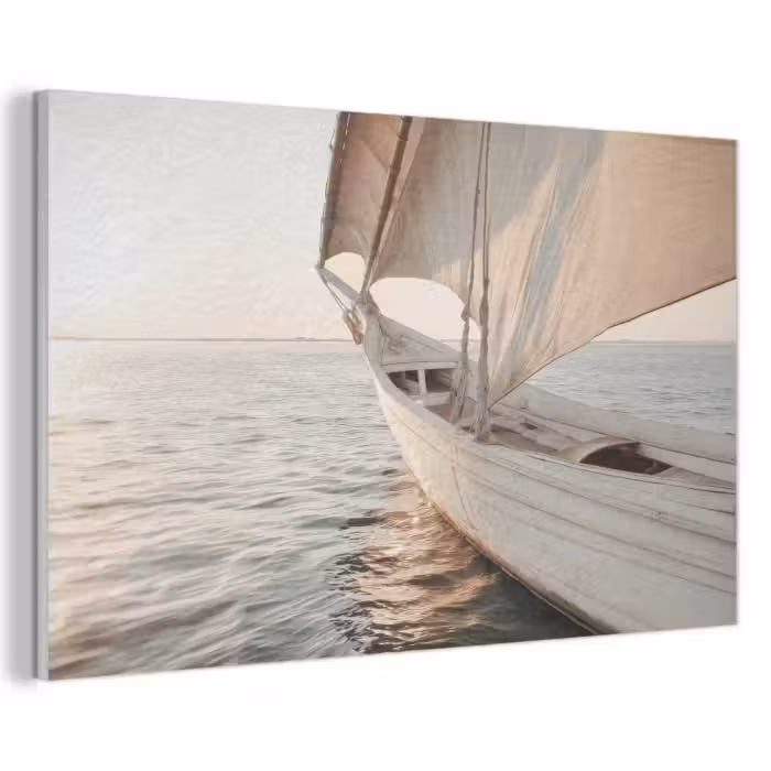 Akoestisch schilderij - Zeilboot - Zee - Beige - Zon