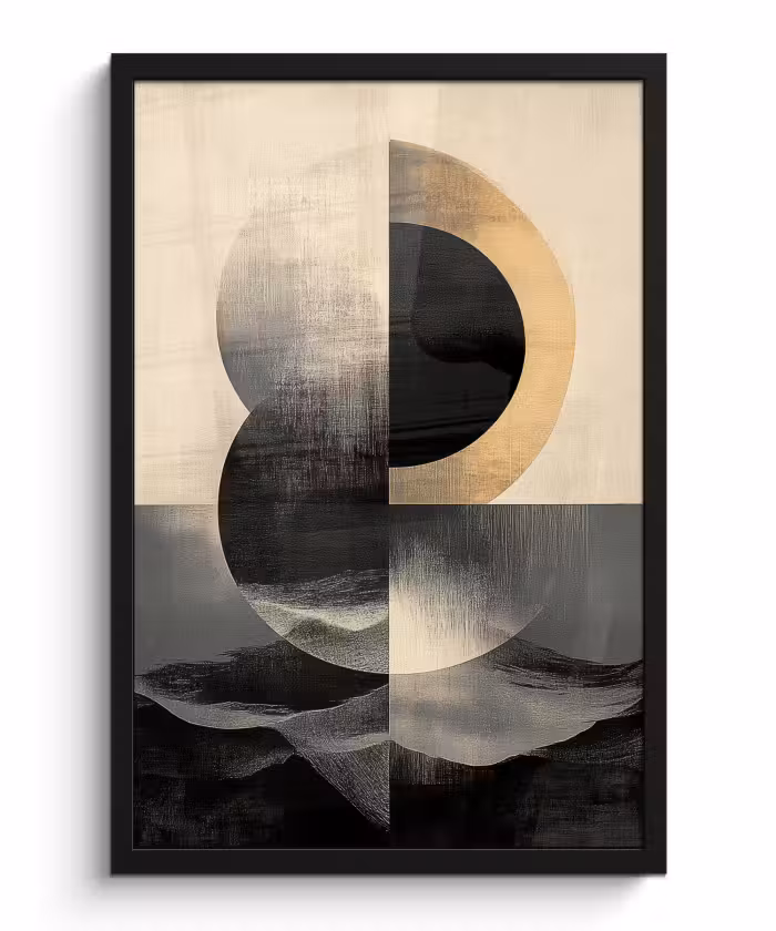 Poster met lijst - Cirkels - Schaduw - Abstract