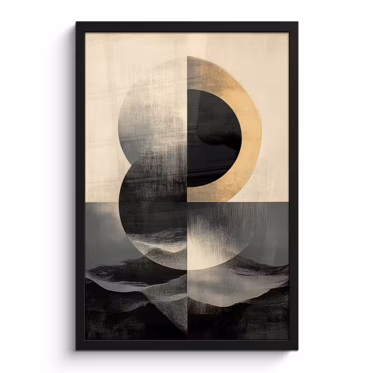 Poster met lijst - Abstracte Cirkels Bergen