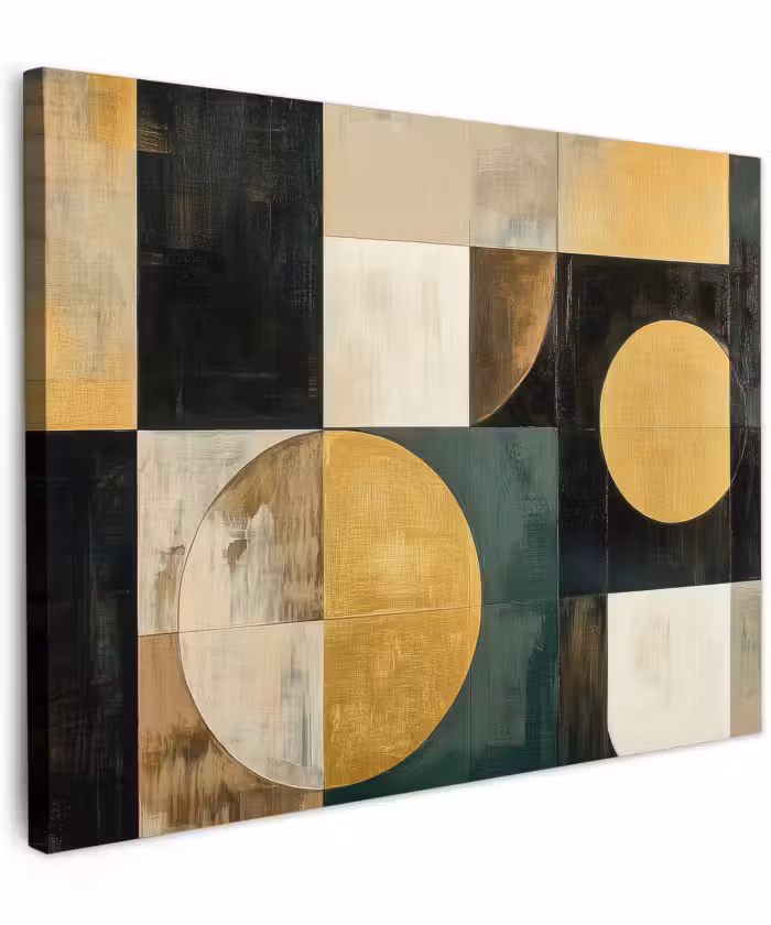 Canvas schilderij - Abstract - Goud - Brons - Vormen - Geometrisch