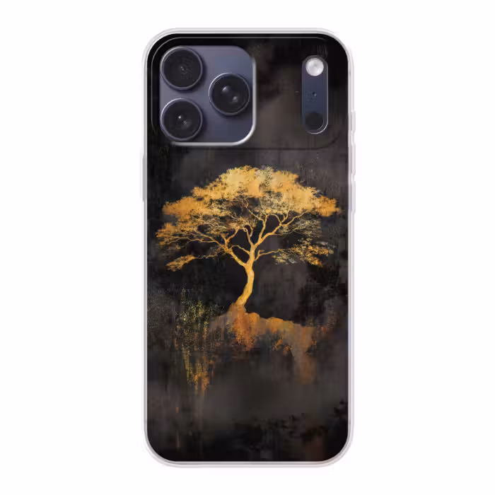 Telefoonhoesje Softcase - Gouden Boom Zwarte Achtergrond