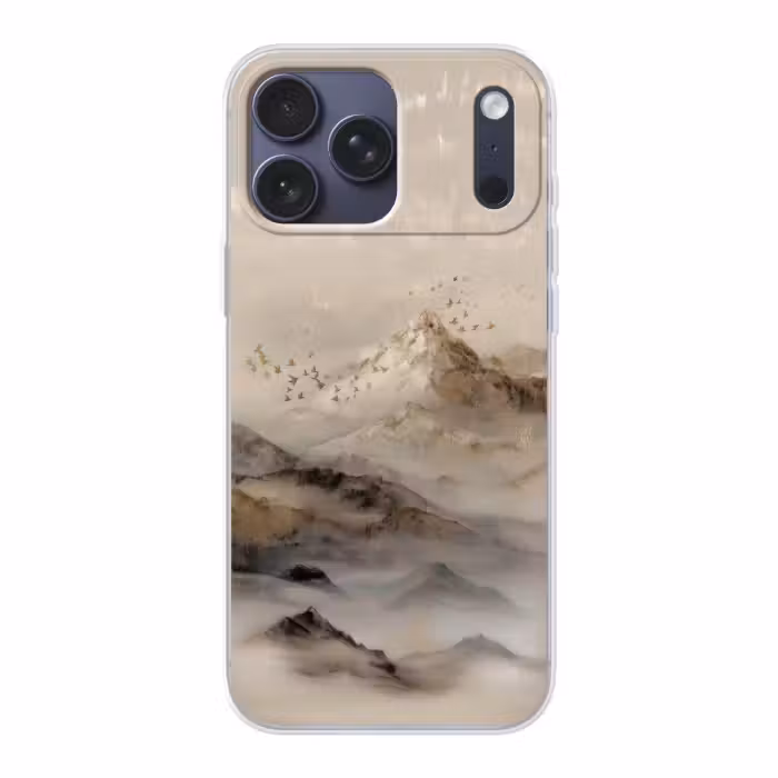 Telefoonhoesje Softcase - Bergen met Gouden Vogels