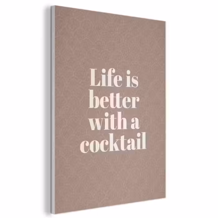 Akoestisch schilderij - Cocktail - Tekst - Patroon - Wit