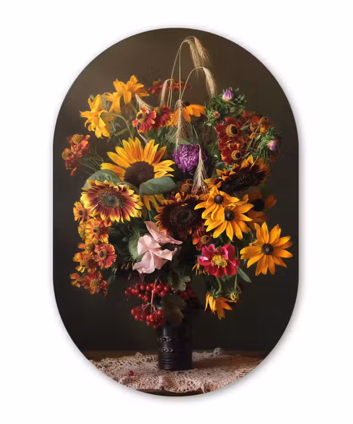 Muurovaal - Boeket - Kleuren - Stilleven