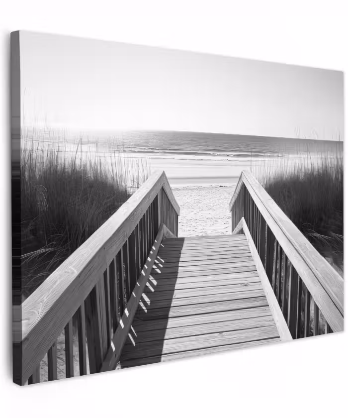 Canvas schilderij - Loopbrug - Hout - Strand - Zee