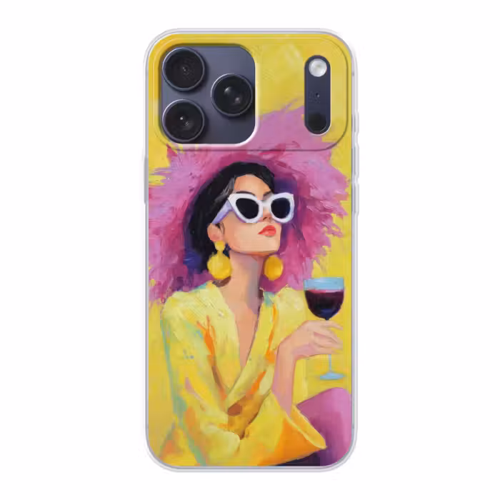 Telefoonhoesje Softcase - Vrouw met Zonnebril en Wijnglas