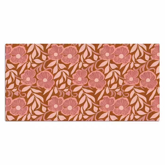 Bureau onderlegger - Bloemen Patroon Roze Terracotta
