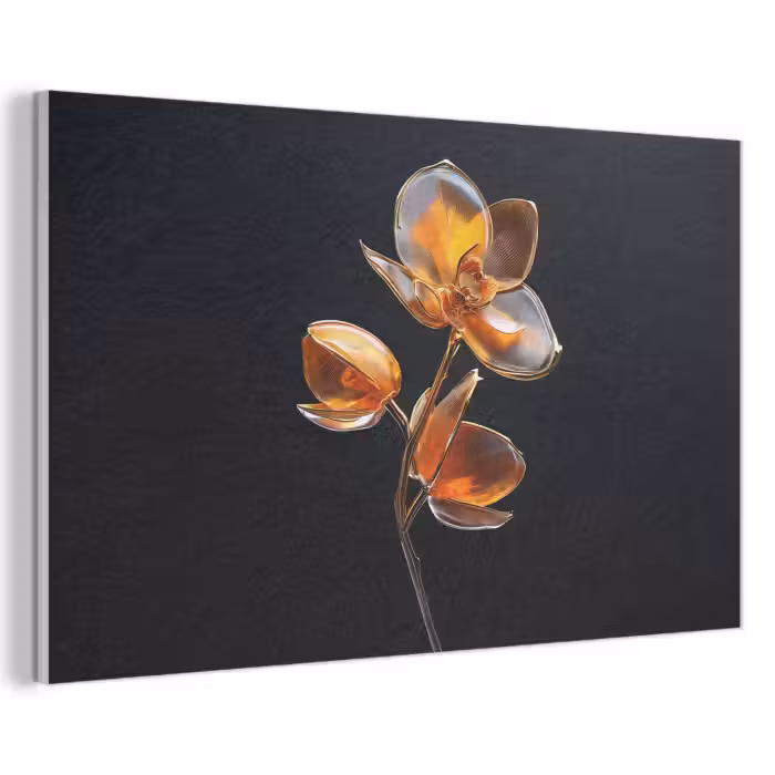 Akoestisch schilderij - Bloem - Orchidee - Oranje