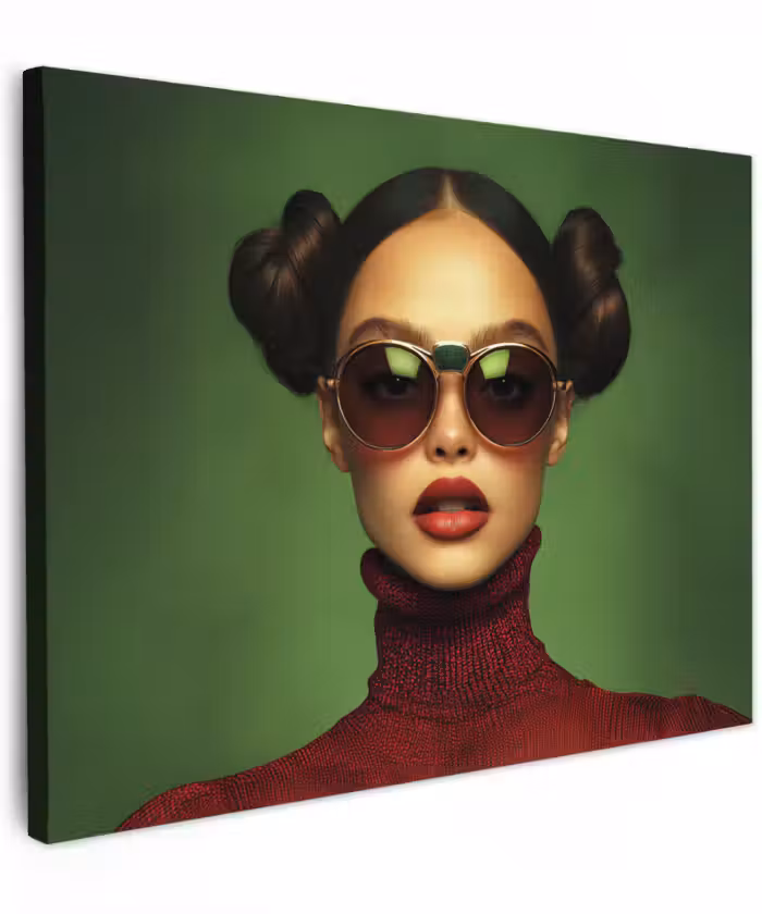 Canvas schilderij - Vrouw - Groen - Bril - Aesthetic - Modern
