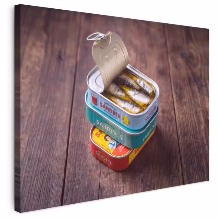 Canvas schilderij - Vis - Blikjes - Keuken