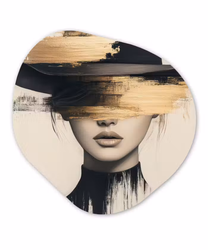 Organisch schilderij - Glas - Vrouw - Hoed - Verf
