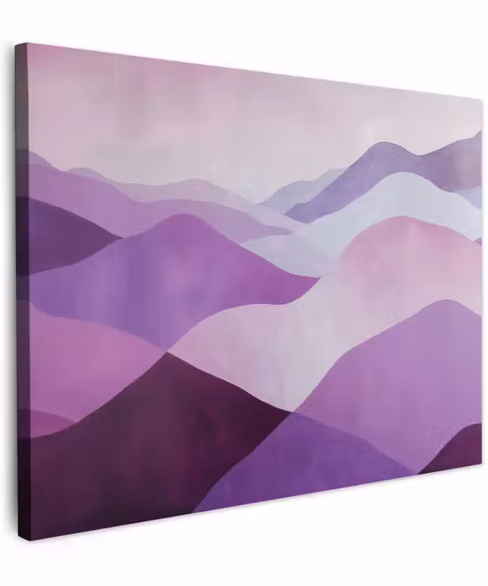 Canvas schilderij - Abstract Berglandschap Paars