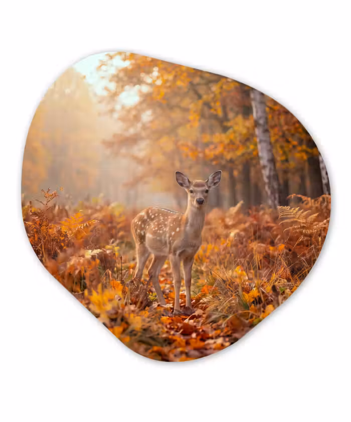 Organisch schilderij - Glas - Hert - Herfst - Dieren