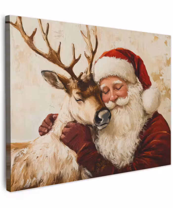 Canvas schilderij - Kerstman - Rendier - Kerst - Christmas