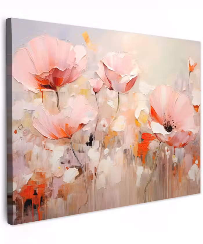 Canvas schilderij - Bloemen - Watercolor - Roze - Abstract - Kunst
