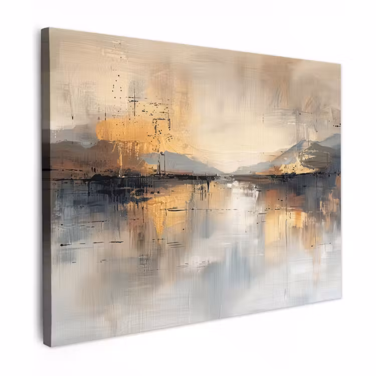Canvas schilderij - Abstract Landschap met Weerspiegeling