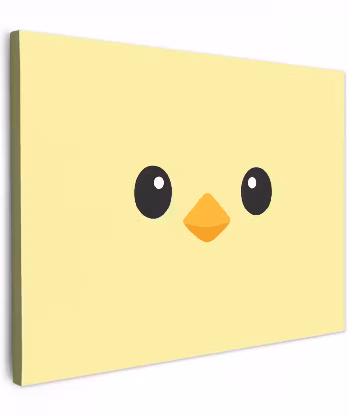 Canvas schilderij - Kuiken - Vrolijk - Geel - Minimalistisch