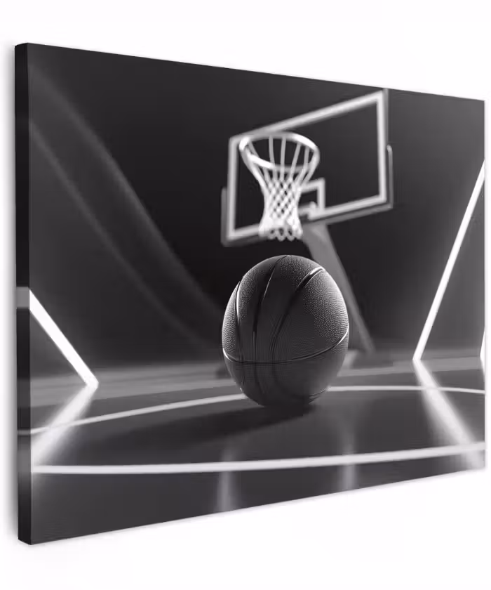Canvas schilderij - Basketbal - Basketbalveld - Lichtlijnen