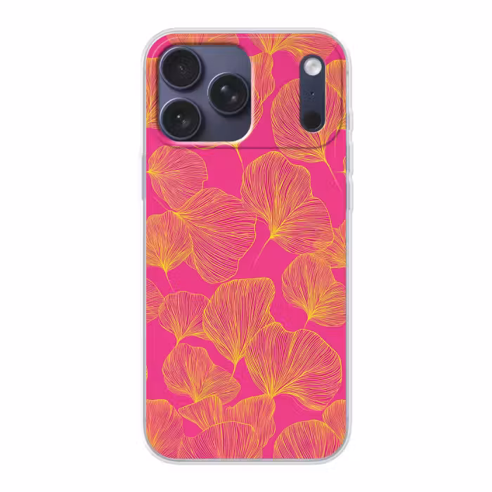 Telefoonhoesje Softcase - Ginkgo Bladeren Patroon Roze