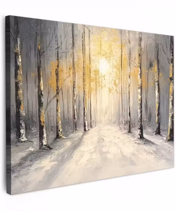 Canvas schilderij - Winter - Abstract - Sneeuw - Natuur - Zon