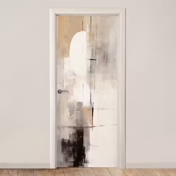 Deursticker - Abstracte Cirkel Beige