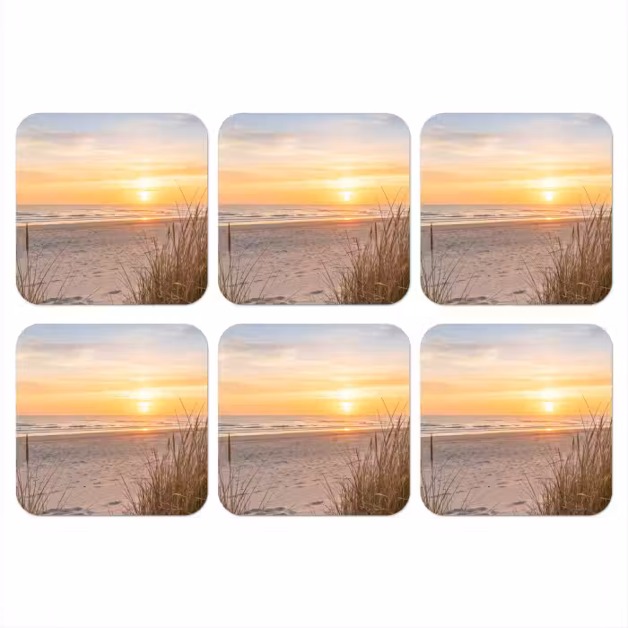 Onderzetter​ - Strand Zonsondergang Duingras