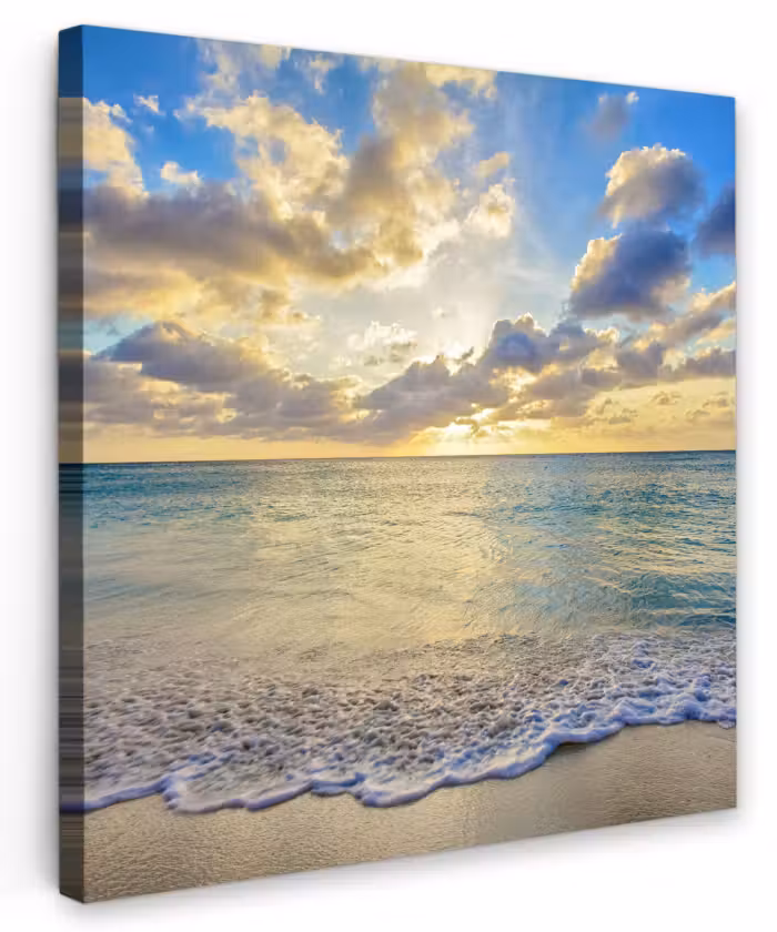 Canvas schilderij - Zee - Strand - Wolken - Zon