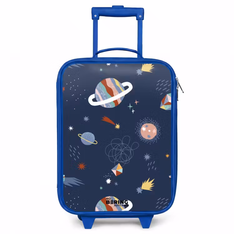 Kinderkoffer - Blauw - Planeten Sterren Patroon Donkerblauw