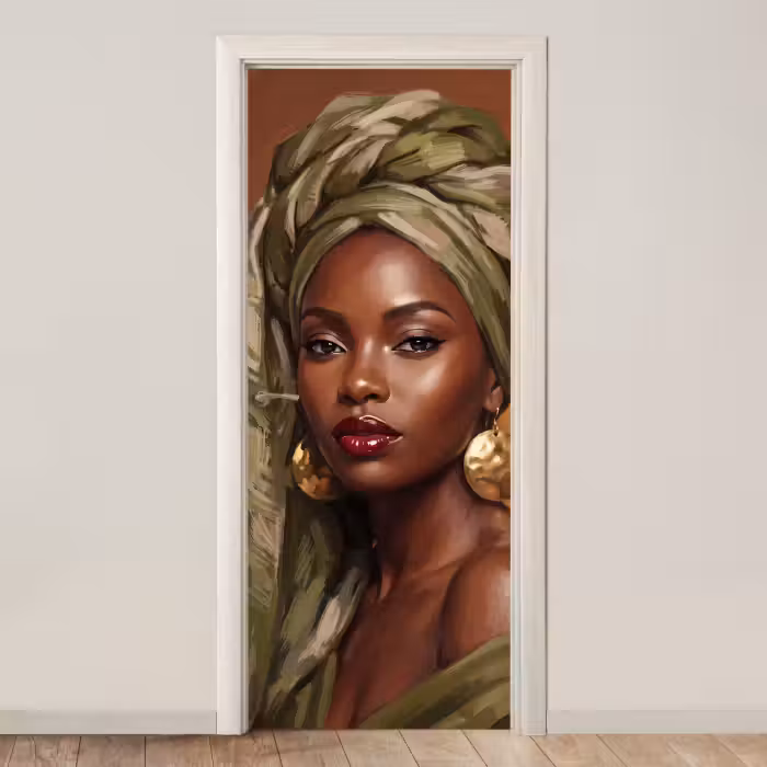 Deursticker - Vrouw - Hoofddoek - Groen