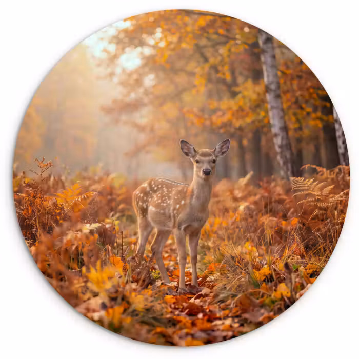 Wandcirkel - Glas - Hert - Herfst - Dieren